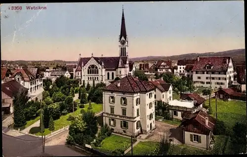 Ak Wetzikon Kt Zürich Schweiz, Panorama, Kirche