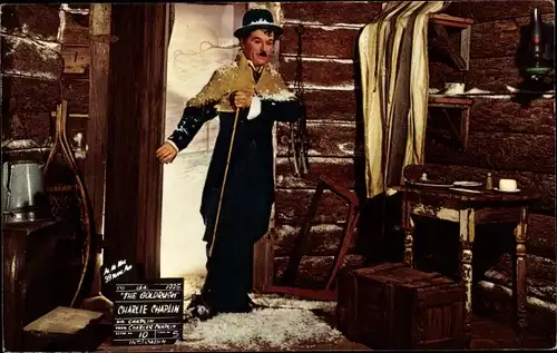 Ak Schauspieler Charles Chaplin, Filmszene, The Goldrush, Movieland Wax Museum