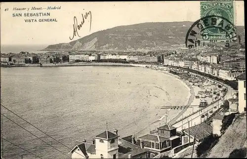 Ak Donostia San Sebastian Baskenland, Vista General, Strand