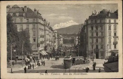 Ak Genève Genf Stadt, Rue du Mont Blanc, Hotel Suisse