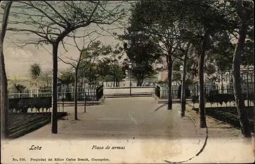 Ak Bahia de Lota Chile, Plaza de Armas