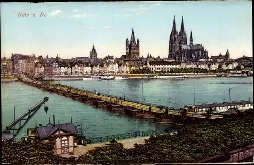 Ak Köln am Rhein, Dom, Brücke, Kran