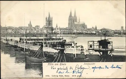 Ak Köln am Rhein, Totalansicht, Dom, Brücke
