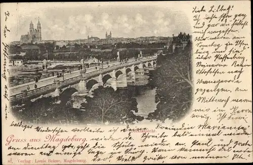 Ak Magdeburg an der Elbe, Brücke, Kirche