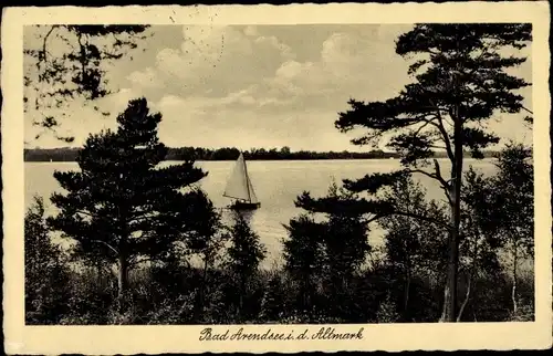 Ak Arendsee in der Altmark, Seemotiv, Segelboot