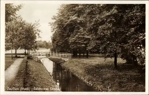 Ak Zeuthen in der Mark, Selchower Graben, Brücke