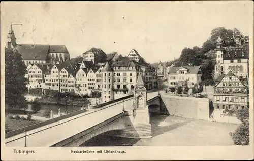 Ak Tübingen am Neckar, Neckarbrücke, Uhlandhaus