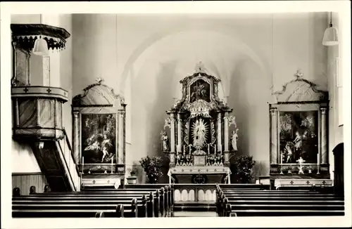Ak Menzenschwand Sankt Blasien im Schwarzwald, Pfarrkirche St. Martin, Kanzel, Altar