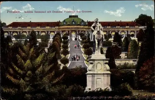 Ak Potsdam, Schloss Sanssouci, Denkmal Friedrich des Großen