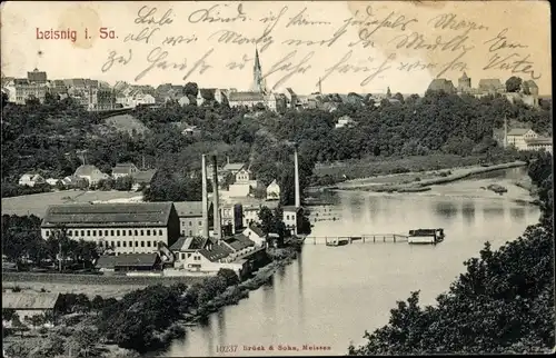 Ak Leisnig in Sachsen, Teilansicht, Fabrik