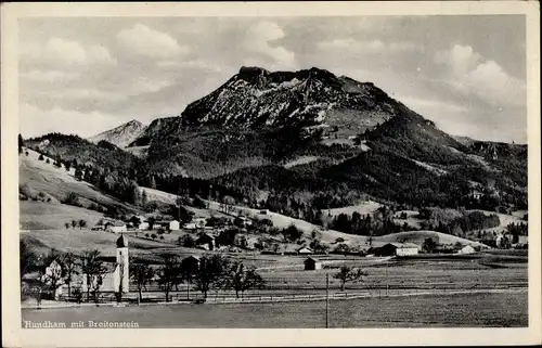 Ak Hundham Fischbachau in Oberbayern, Gesamtansicht, Kirche, Breitenstein