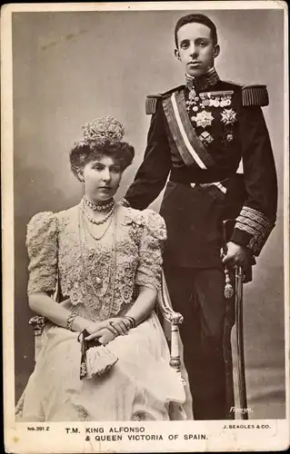Ak König Alfonso und Königin Victoria von Spanien