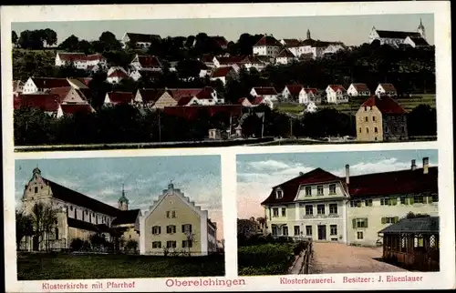 Ak Oberelchingen Elchingen Schwaben, Klosterkirche, Pfarrhof, Klosterbrauerei J. Eisenlauer