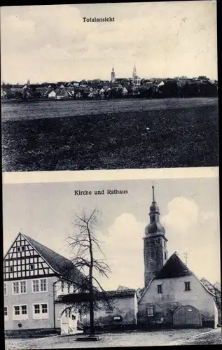 Ak Hüttenheim Willanzheim in Unterfranken Bayern, Gesamtansicht, Kirche, Rathaus