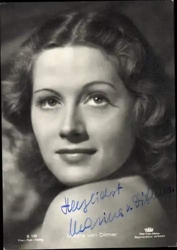 Ak Schauspielerin Marina von Ditmar, Tobis Film G 145, Autogramm