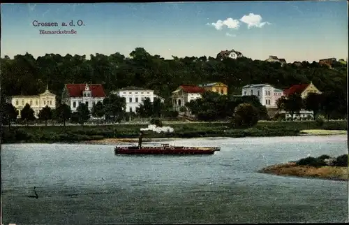 Ak Krosno Odrzańskie Crossen Oder Ostbrandenburg, Bismarckstraße, Dampfer