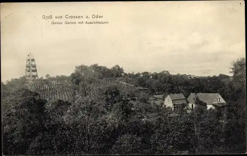 Ak Krosno Odrzańskie Crossen Oder Ostbrandenburg, Geikes Garten, Aussichtsturm