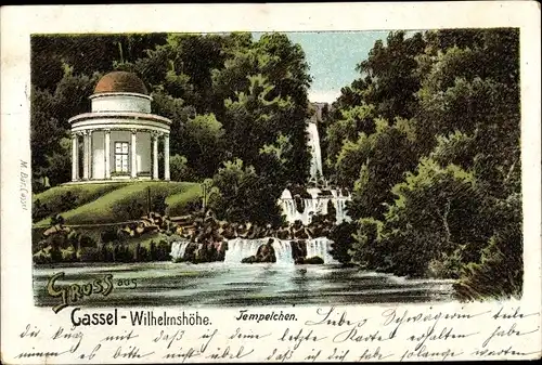 Litho Bad Wilhelmshöhe Kassel in Hessen, Tempelchen