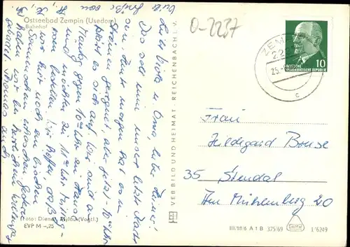 Ak Zempin auf Usedom, Bahnhof gleisseitig