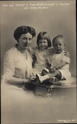 Ak Großherzogin Feodora von Sachsen Weimar Eisenach mit ihren Kindern