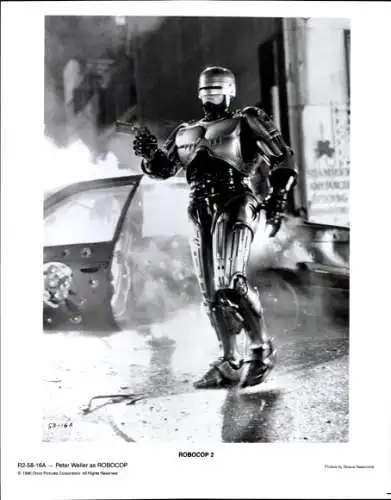 Foto Schauspieler Peter Weller, Filmszene Robocop 2, Pressefoto