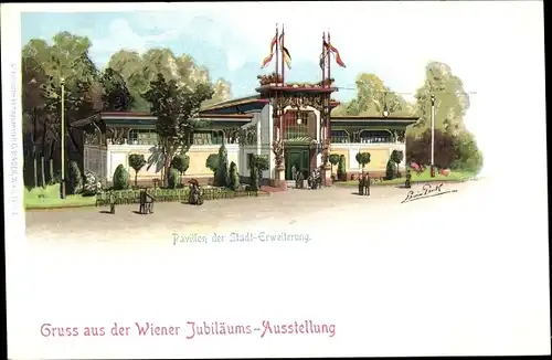 Künstler Ak Wien, Jubiläums-Ausstellung 1898, Pavillon der Stadterweiterung