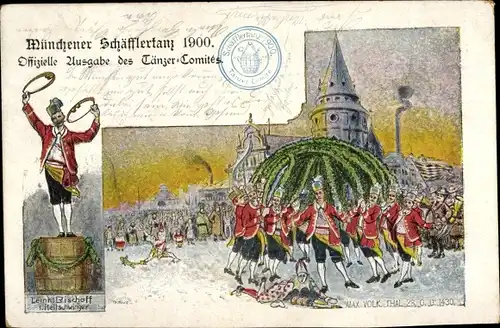 Künstler Ak München Bayern, Schäfflertanz 1900, Leonh. Bischoff