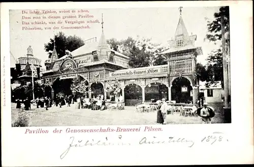 Ak Wien, Jubiläums-Ausstellung 1898, Pavillon der Genossenschafts-Brauerei Pilsen