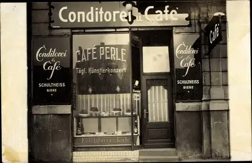 Foto Ak Berlin Prenzlauer Berg, Conditorei und Cafe Perle, Danzigerstraße 31