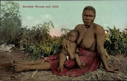 Ak Südafrika, Matabele Frau und Kind