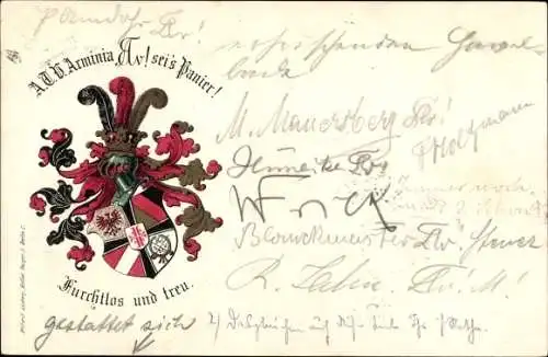 Studentika Ak ATV Arminia sei's Panier, Furchtlos und treu, Wappen