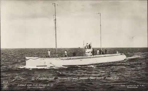 Ak Deutsches U Boot, U Frachtschiff Bremen auf hoher See nach Amerika, NPG 5684