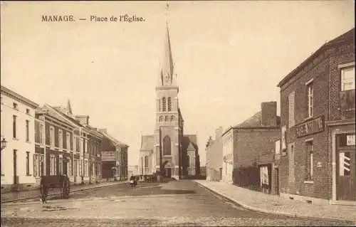 Ak Manage Wallonien Hennegau, Kirche, Platz