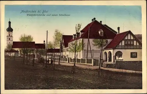 Ak Neukirchen beim Heiligen Blut, Wallfahrtskirche und neues Schulhaus