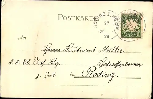 Litho Kempten im Allgäu Schwaben, Burghalde, Kirche, Totalansicht