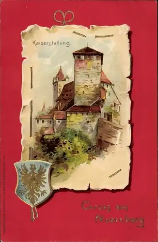 Präge Wappen Litho Nürnberg in Mittelfranken Bayern, Kaiserstallung