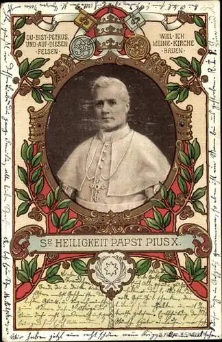 Passepartout Ak Papst Pius X., Giuseppe Melchiorre Sarto, Portrait