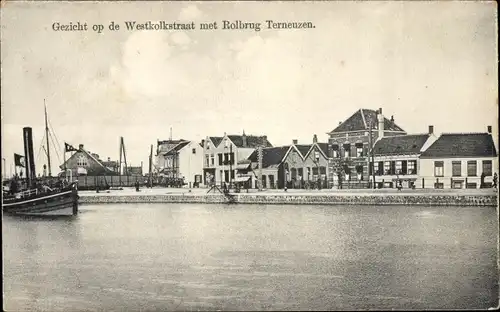 Ak Terneuzen Zeeland Niederlande, Westkolkstraat, Rolbrug