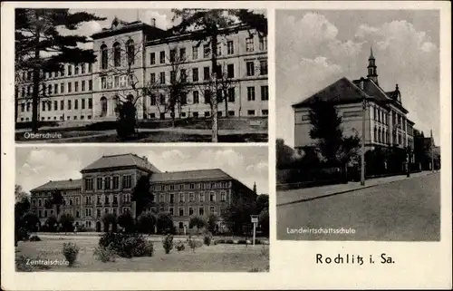 Ak Rochlitz an der Mulde Sachsen, Oberschule, Zentralschule, Landwirtschaftsschule