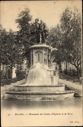 Postkarte Brüssel Brüssel, Denkmal für die Grafen von Egmont und Horn