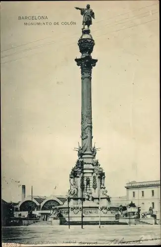 AK Barcelona Katalonien Spanien, Colon Monument