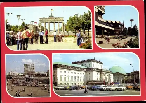 Ak Berlin Mitte, Brandenburger Tor, Palast-Hotel, Alexanderplatz, Deutsche Staatsoper, Hedwigskirche