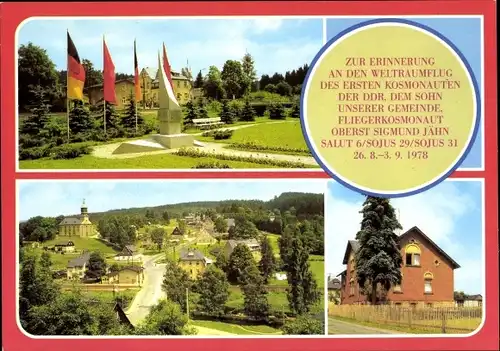 Ak Morgenröthe Rautenkranz Muldenhammer im Vogtland, Geburtsort Sigmund Jähn, Denkmal