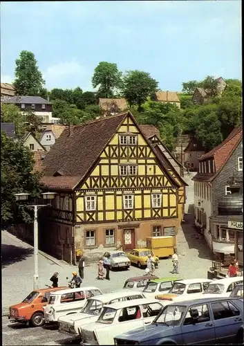 Ak Hohnstein in der Sächsischen Schweiz, Markt, Autos, Fachwerkhaus