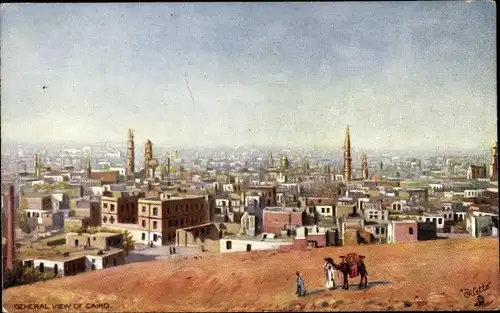 Künstler Ak Cairo Kairo Ägypten, Totalansicht der Stadt, Kamel, Tuck 7435