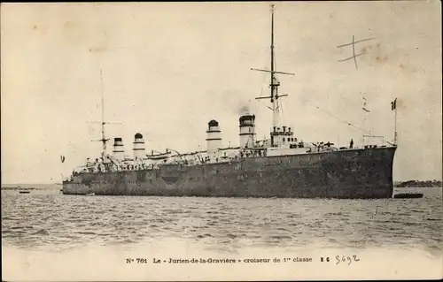 Ak Französisches Kriegsschiff, Jurien-de-la Graviere, Croiseur