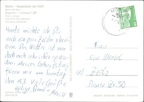 Ak Berlin Mitte, Blick vom Dom, Fernsehturm, Alexanderplatz, Marienkirche, Palasthotel