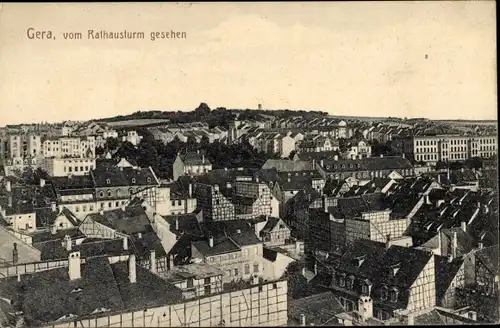 Ak Gera in Thüringen, Stadtpanorama vom Rathausturm gesehen