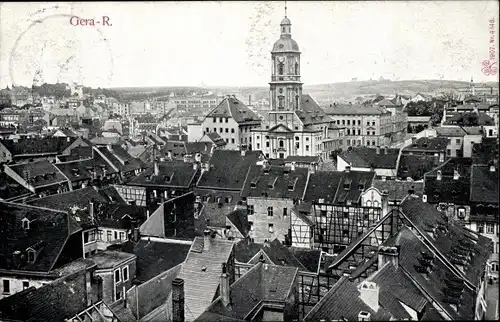 Ak Gera Thüringen, Stadtpanorama, Kirche