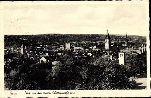 Ak Gera Thüringen, Stadtpanorama von der oberen Schillerstraße gesehen